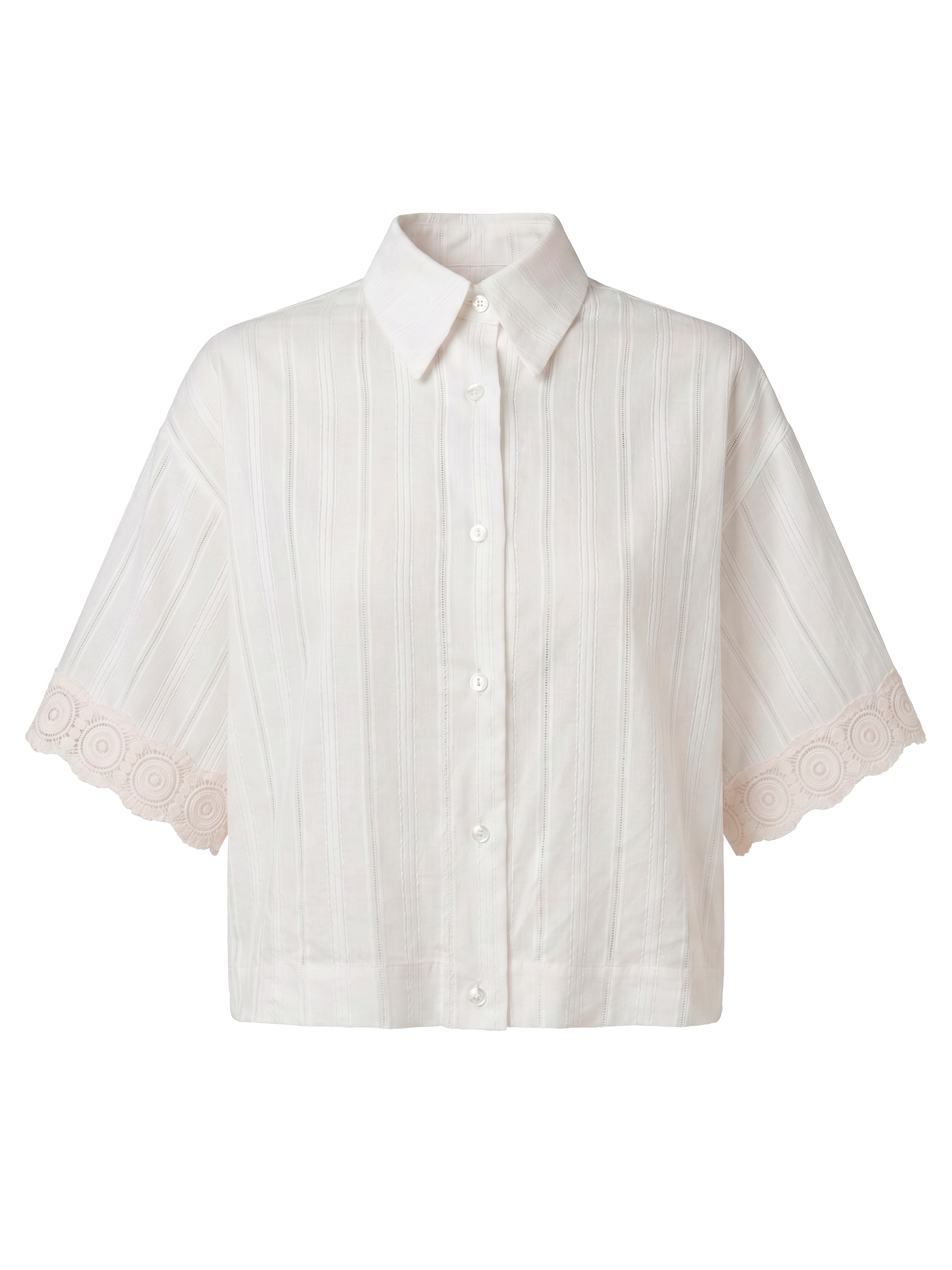 CAMICIA IN COTONE RICAMATO CON MACRAME'