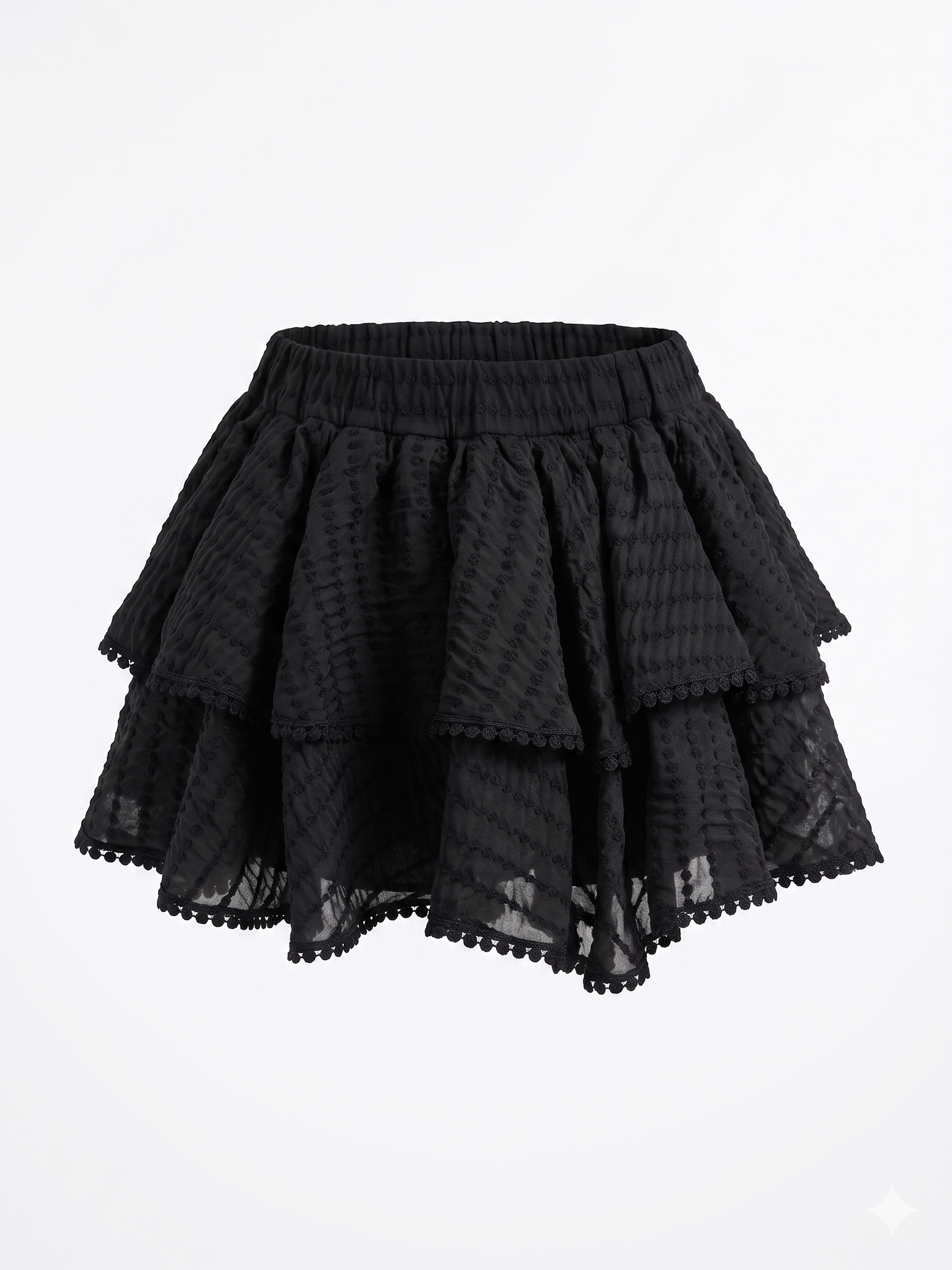 Minigonna a balze in organza ricamata G1067