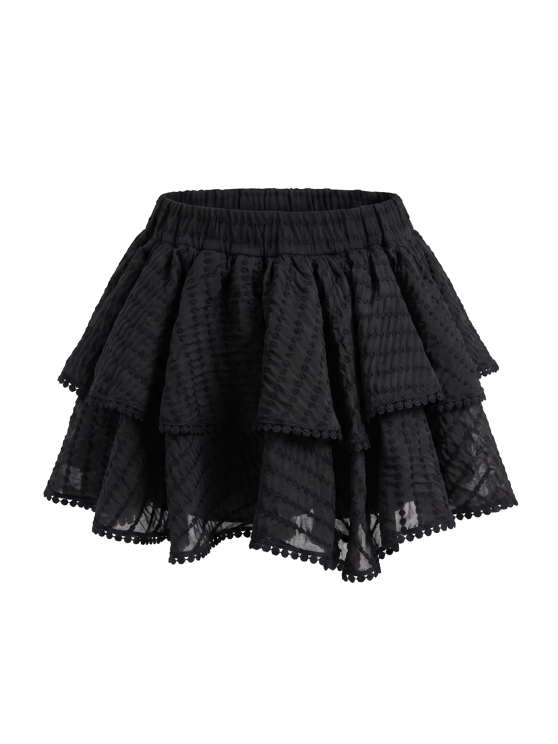Minigonna a balze in organza ricamata G1067