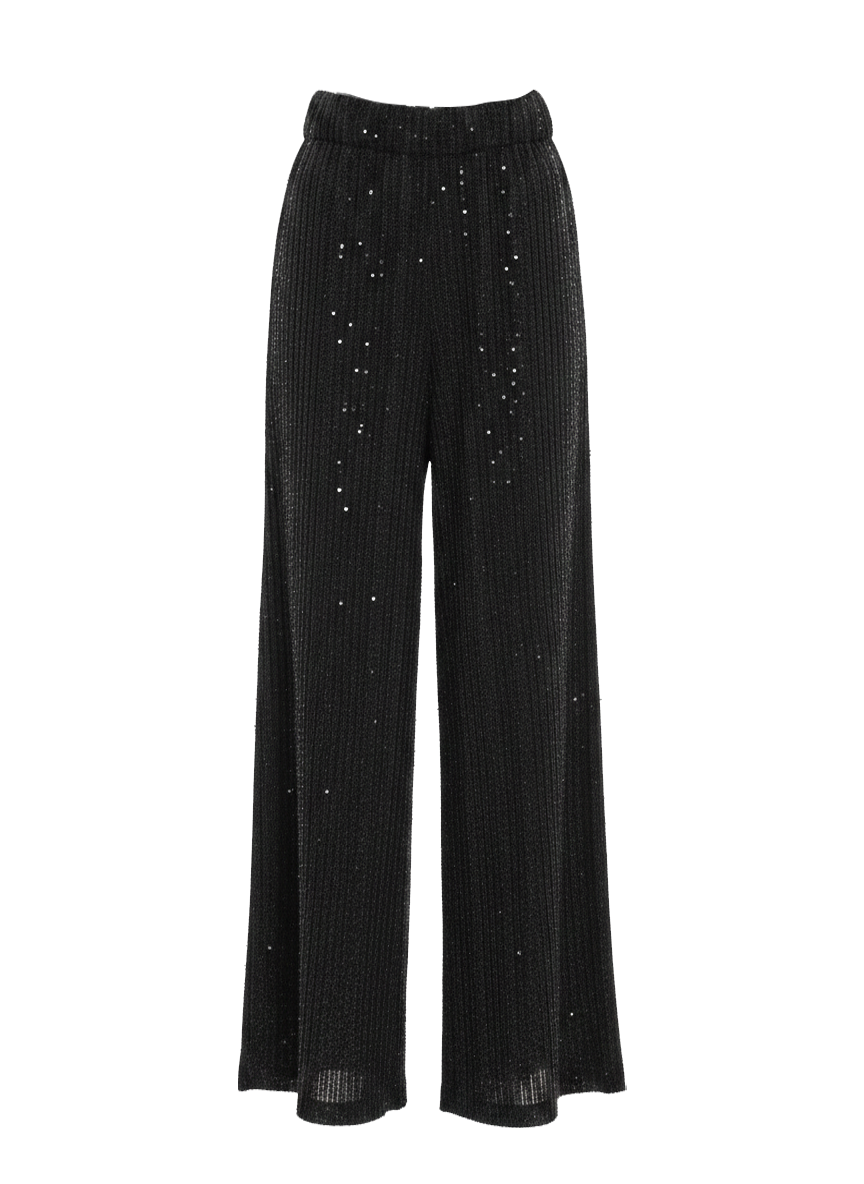 Pantaloni a palazzo con micro paillettes P2580