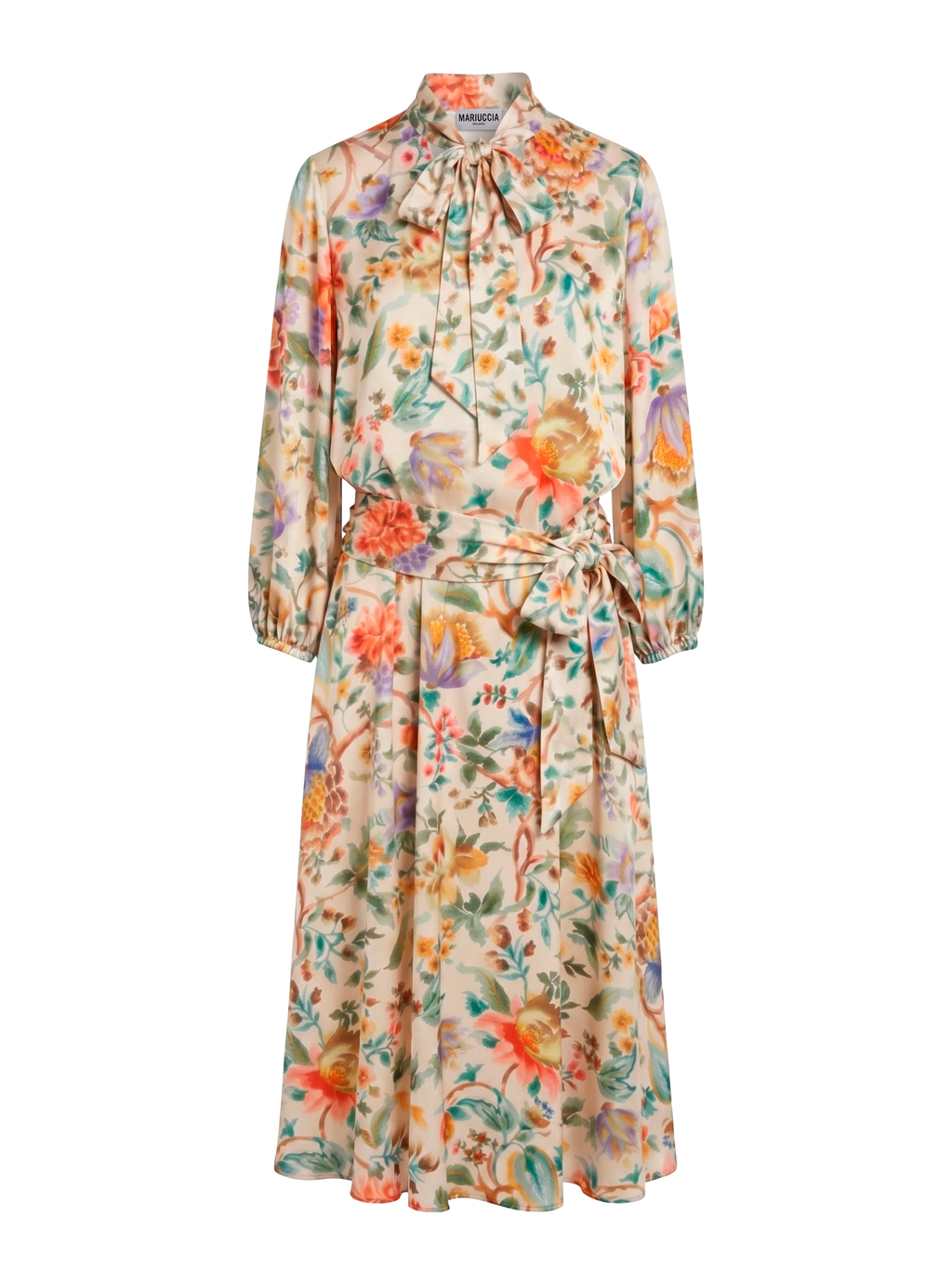 VESTITO IN RASO FANTASIA CON FIOCCO