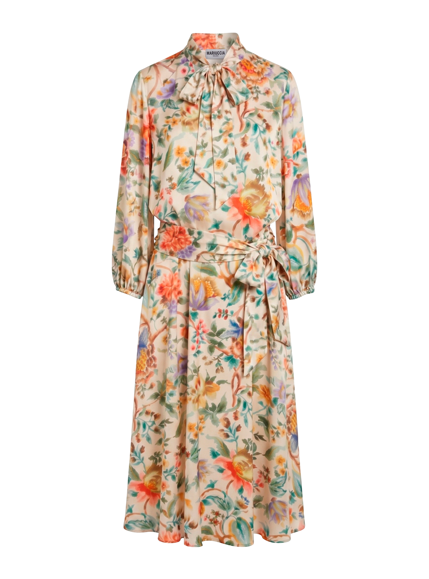 VESTITO IN RASO FANTASIA CON FIOCCO