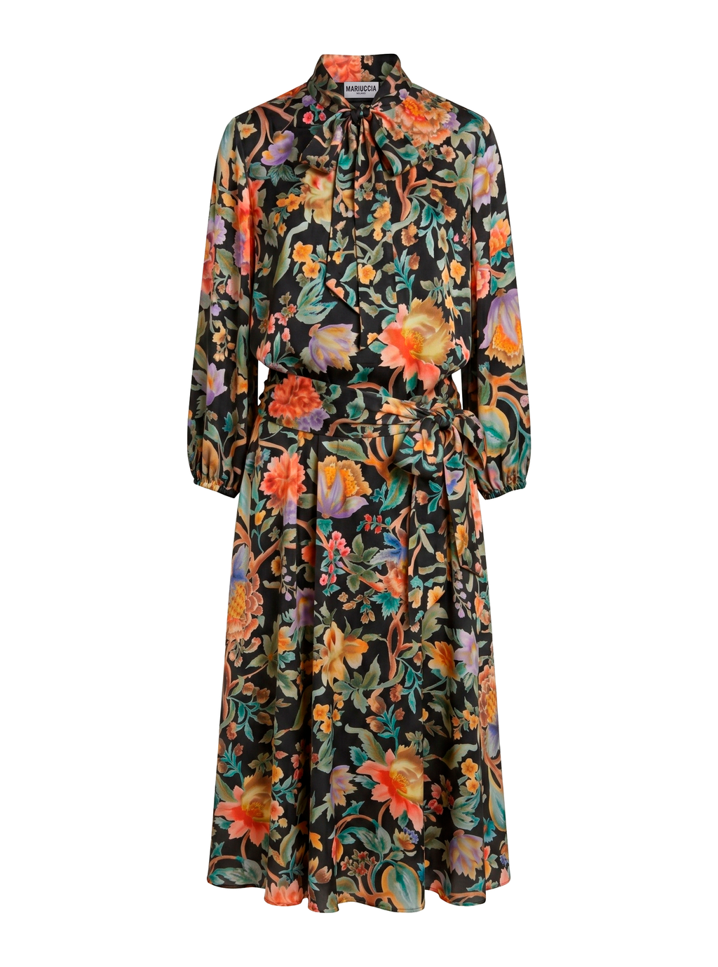 VESTITO IN RASO FANTASIA CON FIOCCO