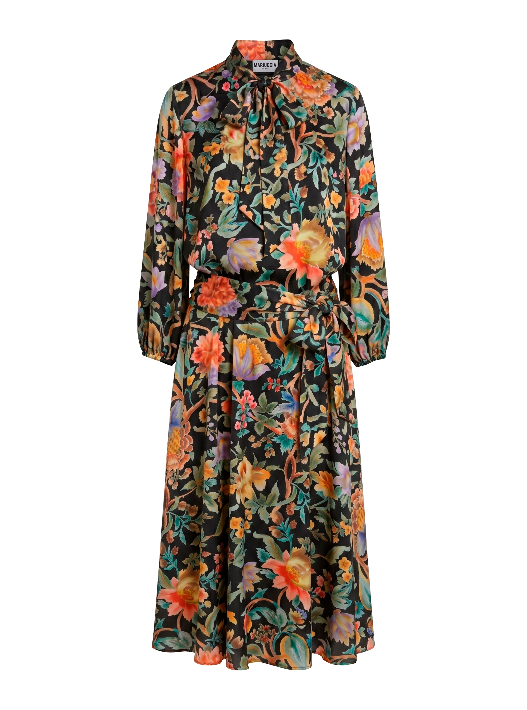 VESTITO IN RASO FANTASIA CON FIOCCO
