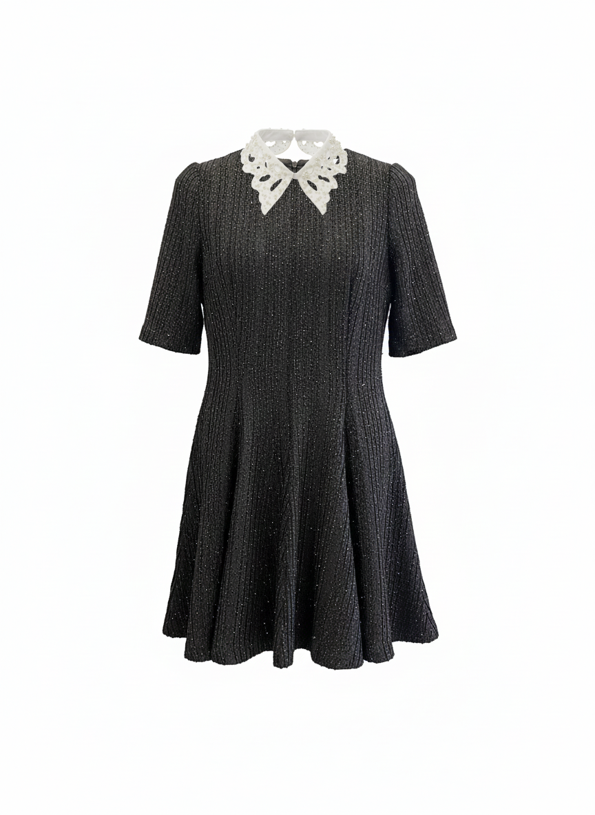 Vestito corto a teli con micro paillettes V2594