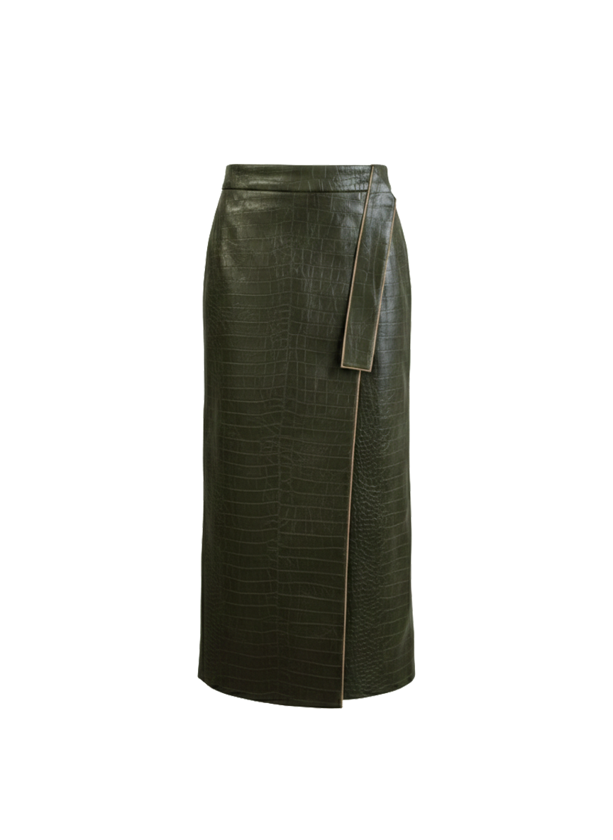Gonna longuette in ecopelle cocco G2527