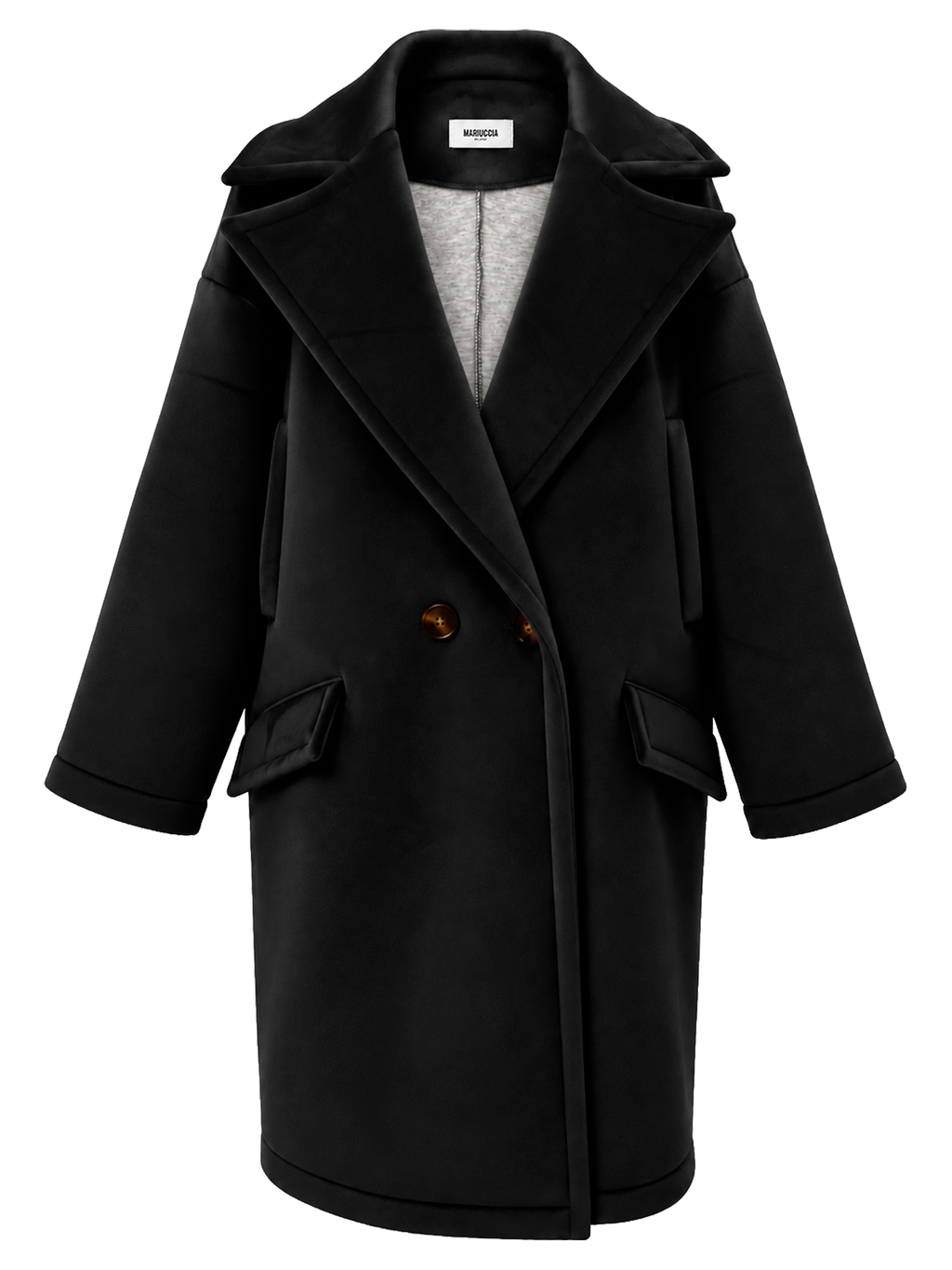 CAPPOTTO OVERSIZE IN NEOPRENE EFFETTO CINIGLIATO