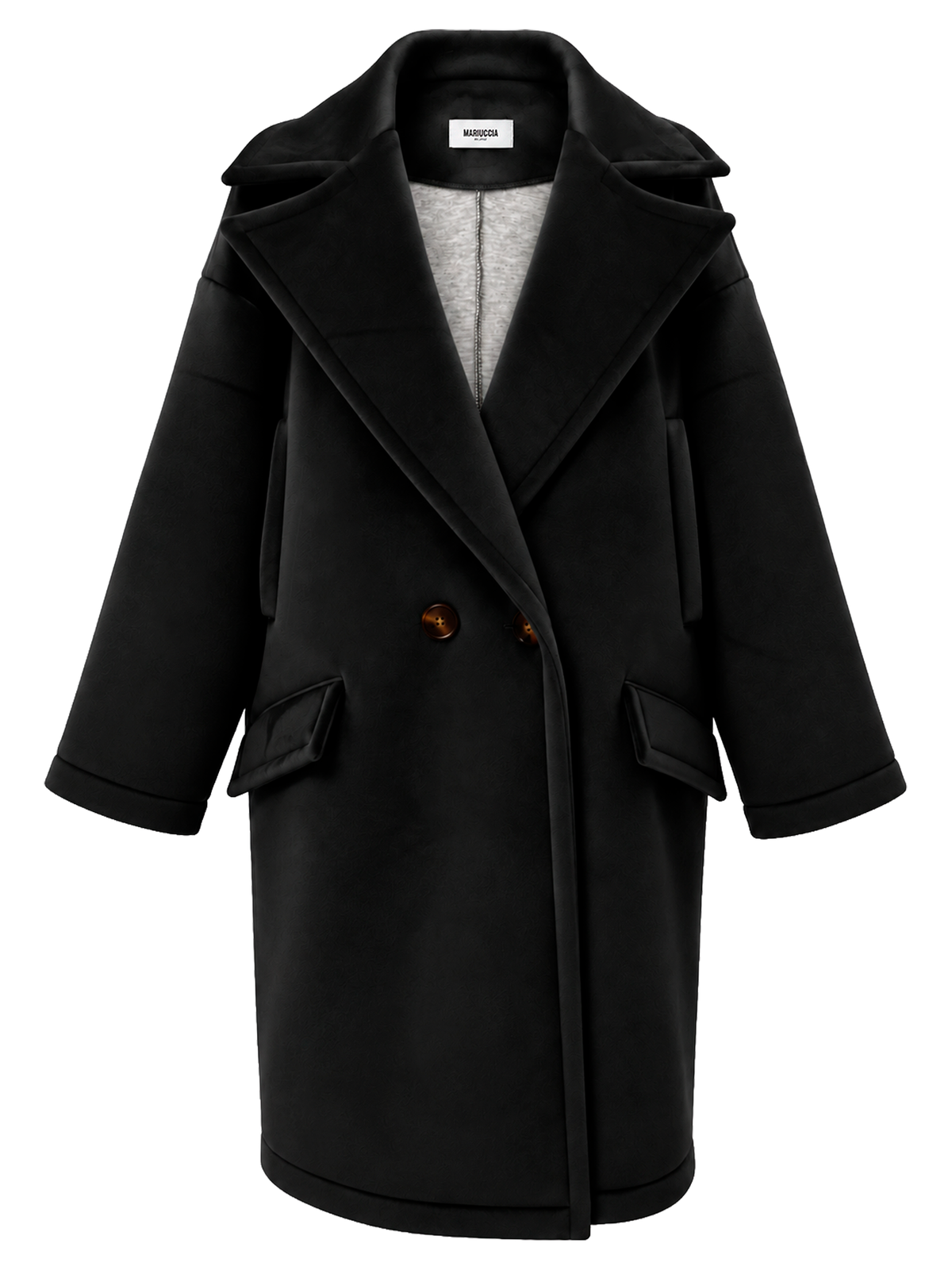 CAPPOTTO OVERSIZE IN NEOPRENE EFFETTO CINIGLIATO