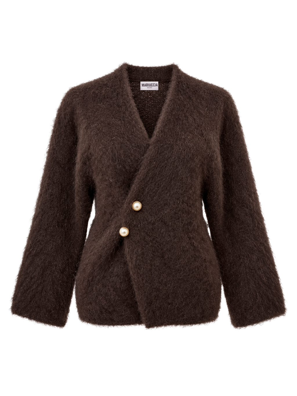 CARDIGAN IN MOHAIR CON SPILLA GIOIELLO