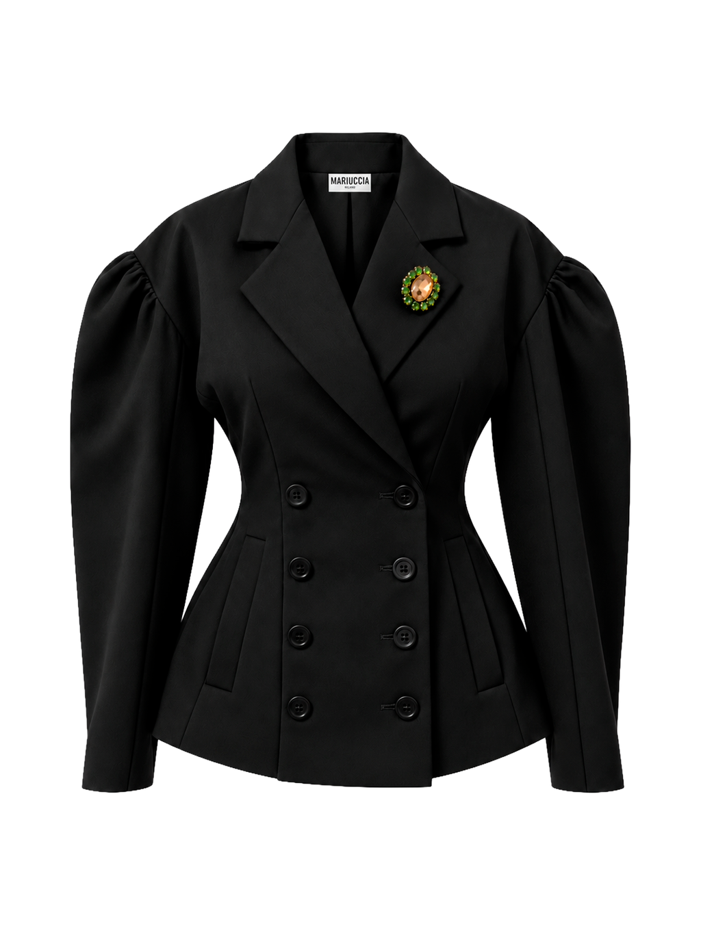 BLAZER DOPPIOPETTO SAGOMATO CON SPILLA GIOIELLO