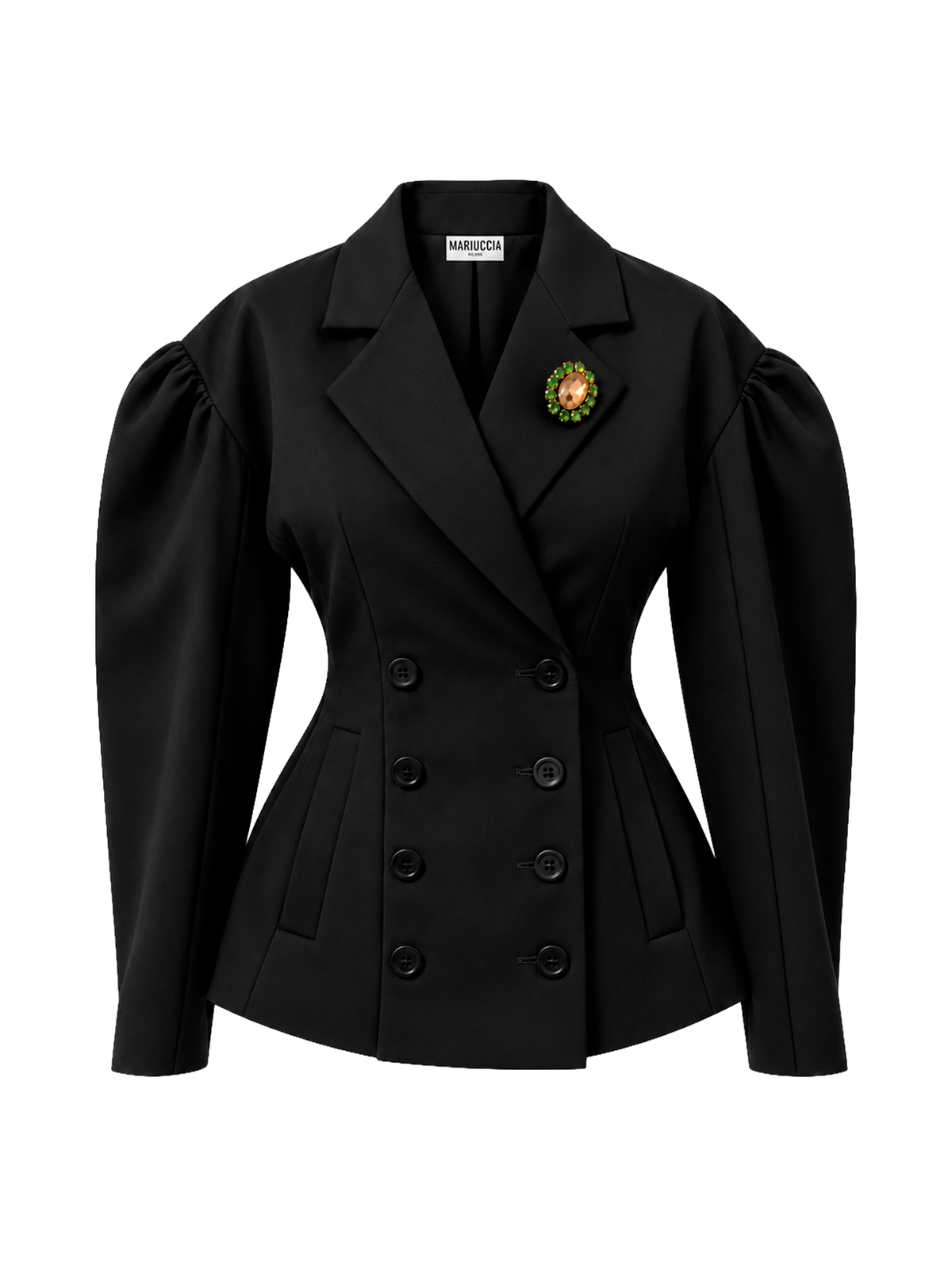 BLAZER DOPPIOPETTO SAGOMATO CON SPILLA GIOIELLO