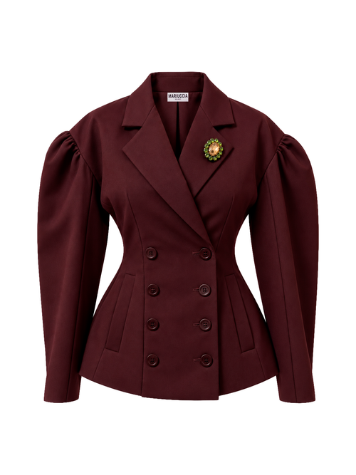 BLAZER DOPPIOPETTO SAGOMATO CON SPILLA GIOIELLO