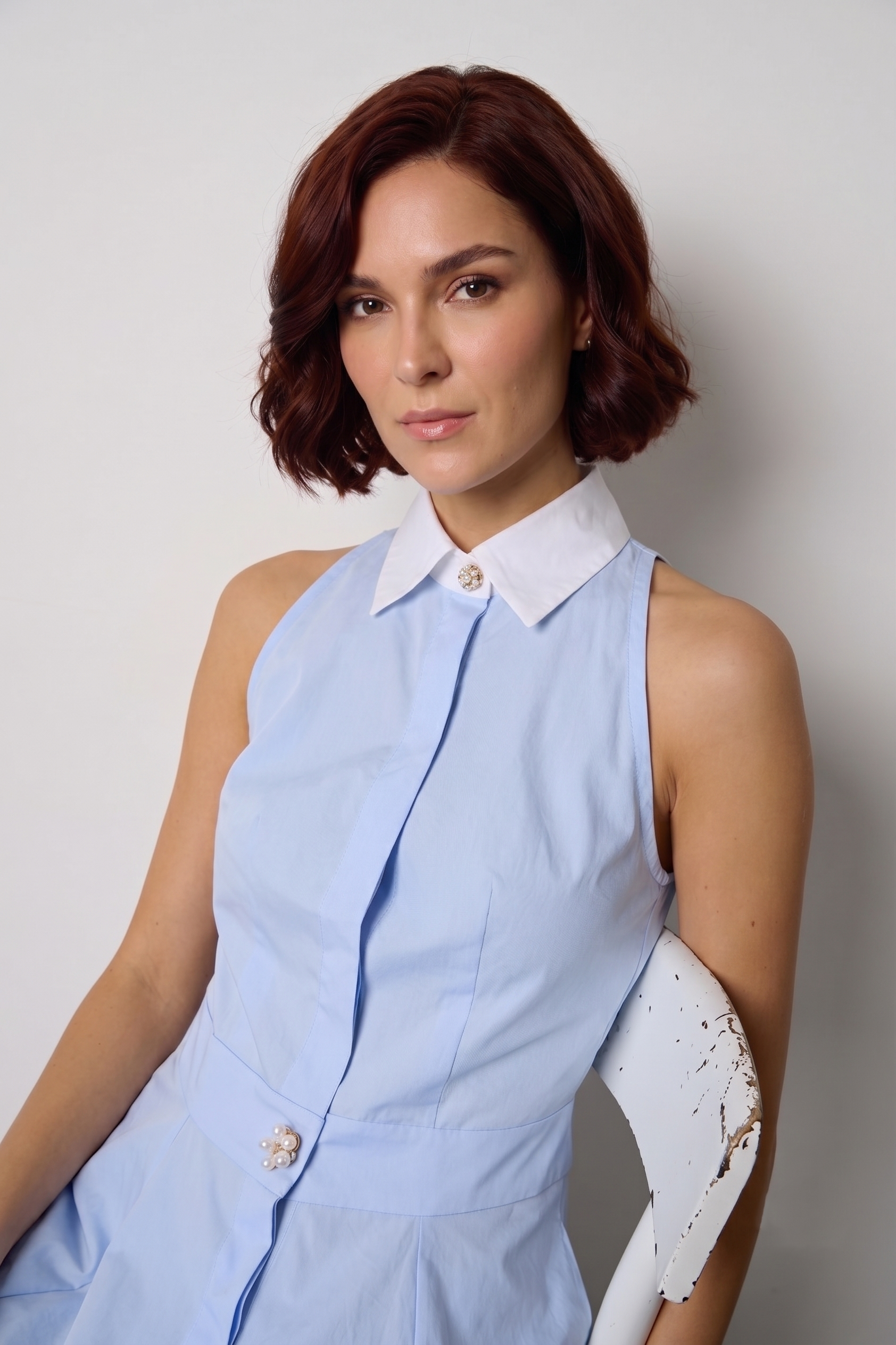 CHEMISIER HALTER IN POPELINE DI COTONE