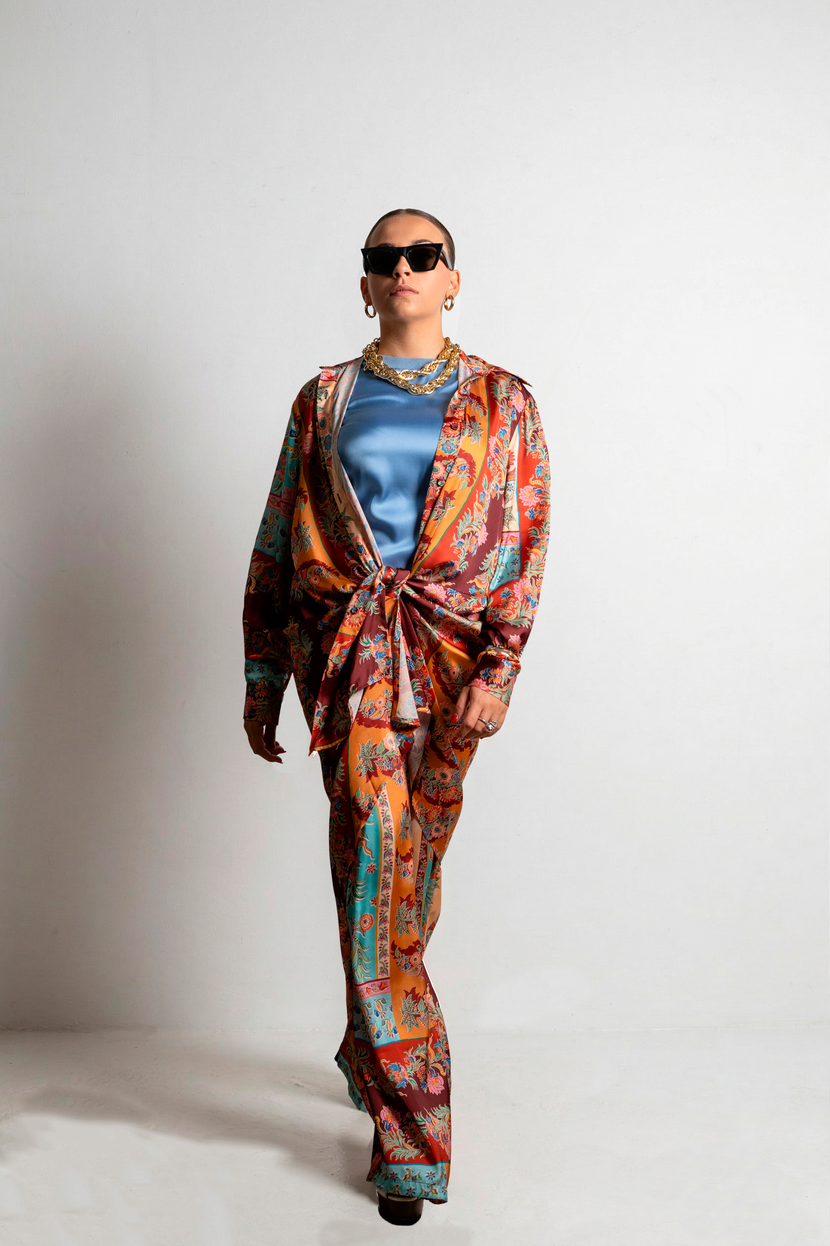 PANTALONI IN RASO FANTASIA